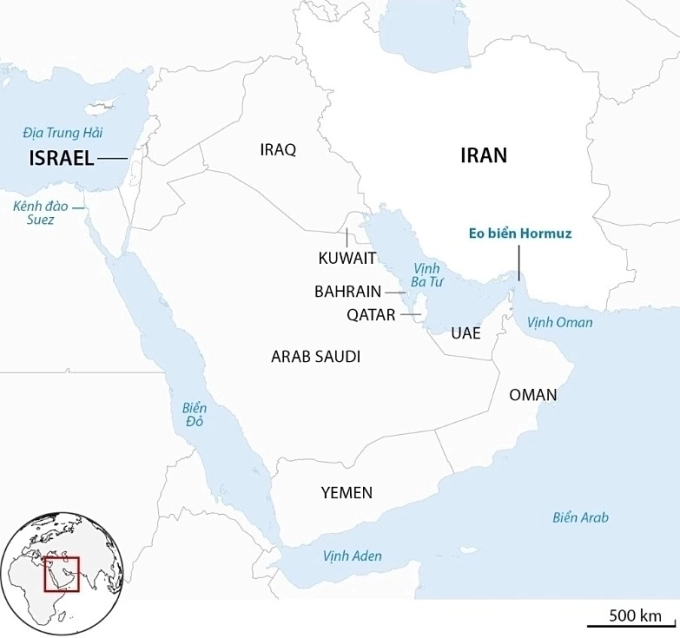 Vị trí eo biển Hormuz